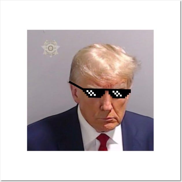 Trump Mugshot with Pixelated Glasses Wall Art by artpsyops